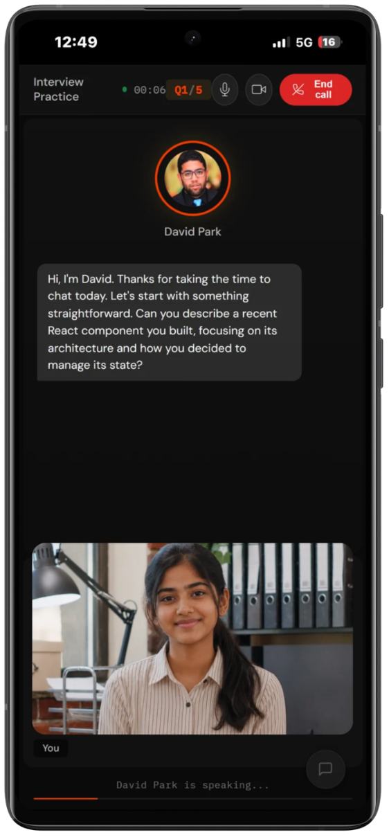 Interview practice app on mobile